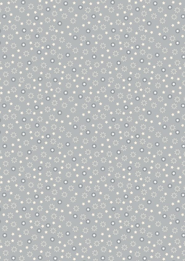 Lewis & Irene Fabrics Christmas Trees Stars on Light Grey