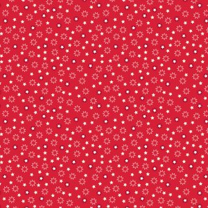 Lewis & Irene Fabrics Christmas Trees Stars Red
