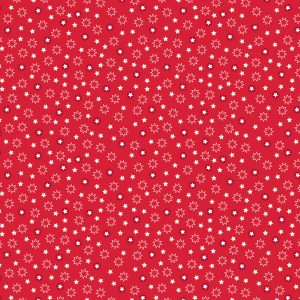 Lewis & Irene Fabrics Christmas Trees Stars Red