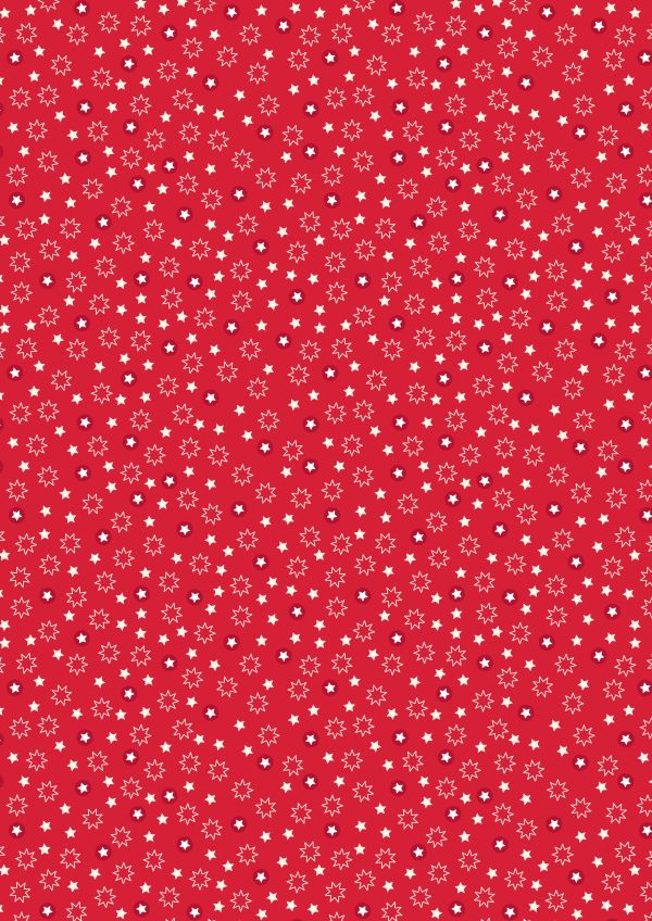 Lewis & Irene Fabrics Christmas Trees Stars Red