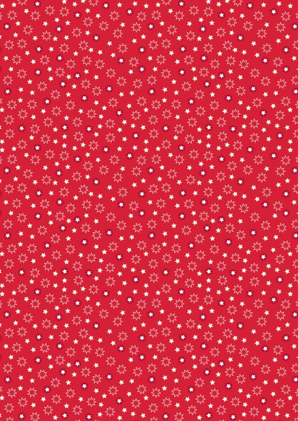 Lewis & Irene Fabrics Christmas Trees Stars Red