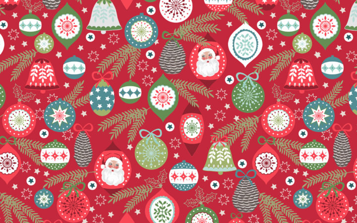 Lewis & Irene Christmas Trees Baubles Red