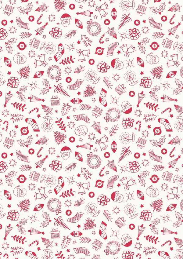 Lewis & Irene Fabrics Christmas Trees Little Christmas Things Red