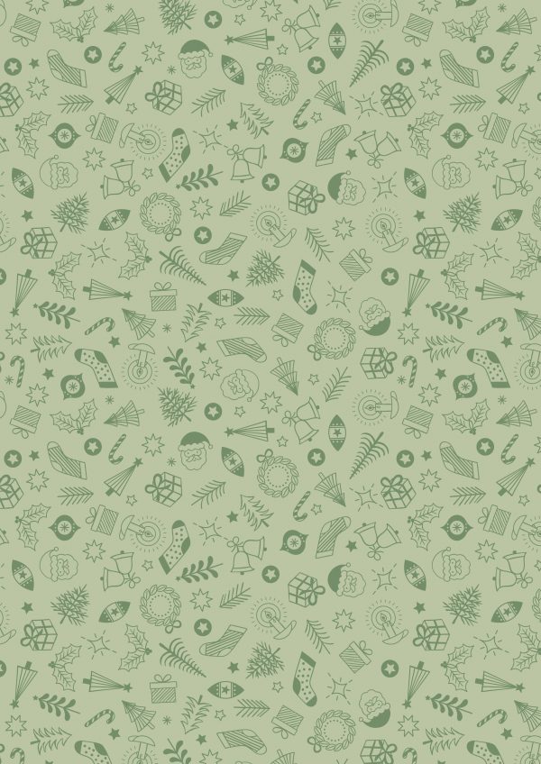 Lewis & Irene Fabrics Christmas Trees Little Christmas Things Green