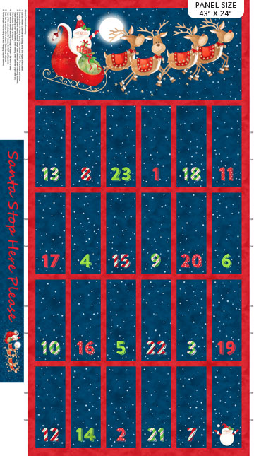 Northcott Fabrics Santa Stop Here Advent Calendar Panel