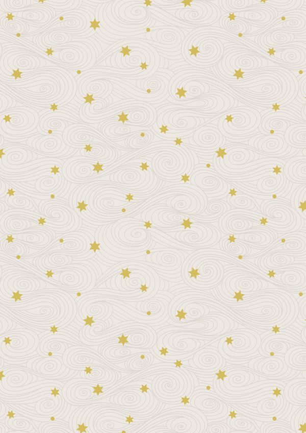 Lewis & Irene Fabrics Jardin de Lis Gold Stars on Cream