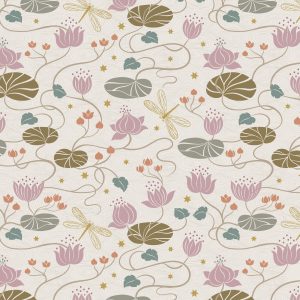 Lewis & Irene Fabrics Jardin de Lis Lillies on Cream