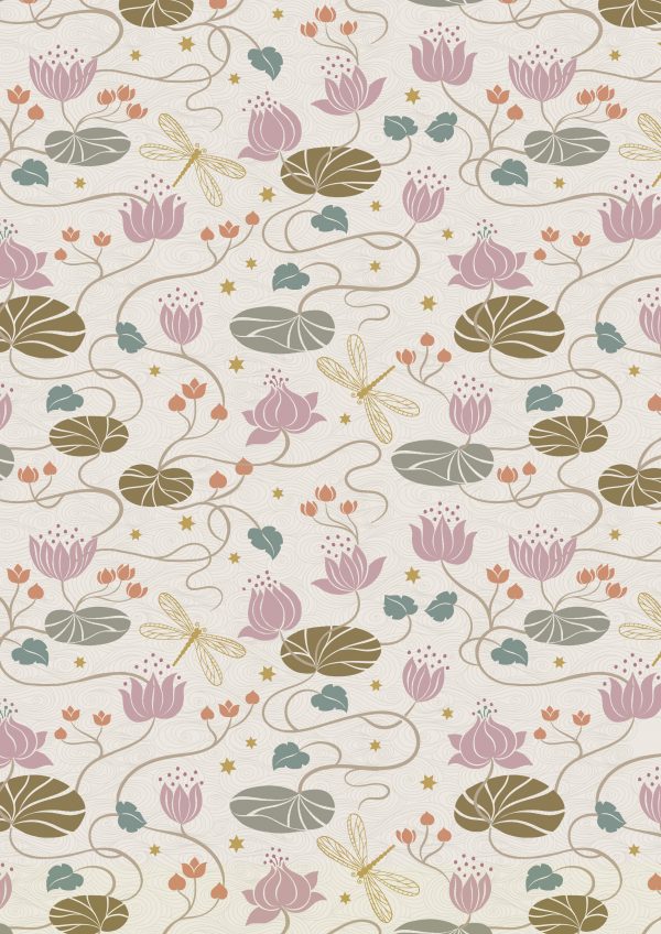 Lewis & Irene Fabrics Jardin de Lis Lillies on Cream