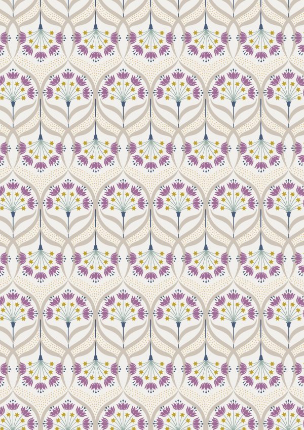 Lewis & Irene Fabrics Jardin de Lis Floral Star on Cream