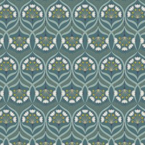 Lewis & Irene Fabrics Jardin de Lis Floral Star on Jade