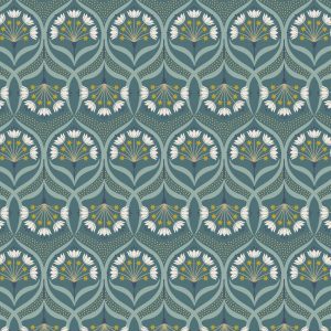 Lewis & Irene Fabrics Jardin de Lis Floral Star on Jade