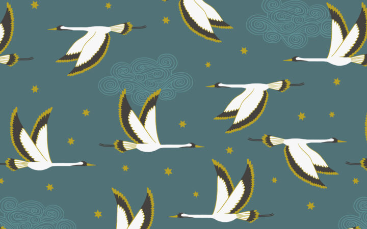 Lewis & Irene Jardin de Lis Flying Heron On Jade