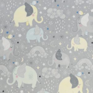 Shannon Fabrics Digital Cuddle Elephants on Grey