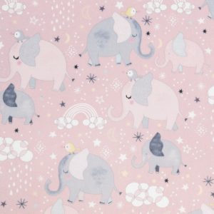 Shannon Fabrics Digital Cuddle Elephants on Pink