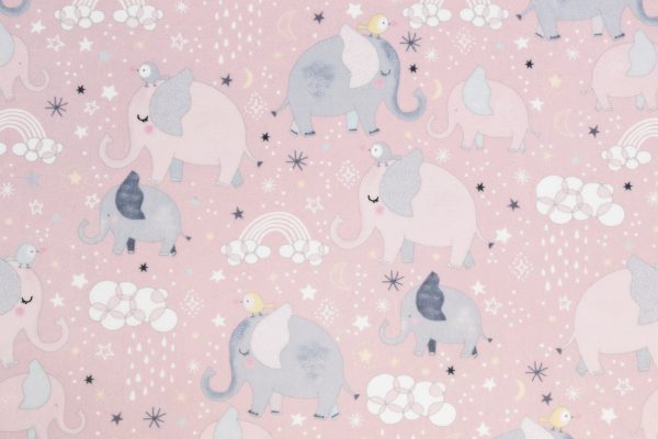 Shannon Fabrics Digital Cuddle Elephants on Pink