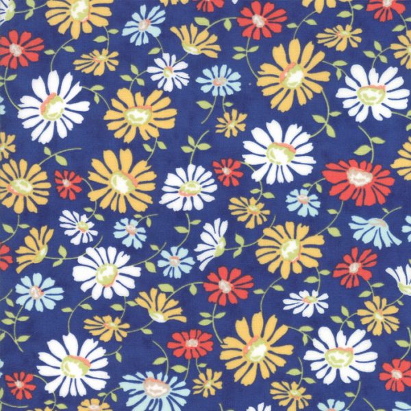 Moda Fabrics Catalina by Fig Tree Quilts Floral on Sapphire Blue