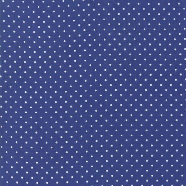 Moda Fabrics Catalina by Fig Tree White Polka Dot on Sapphire Blue