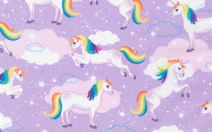Robert Kaufman Enchanted Unicorns on Lavender