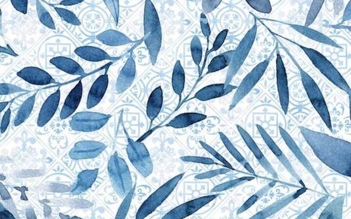 P & B Textiles Citrus Sayings Blue Leaves