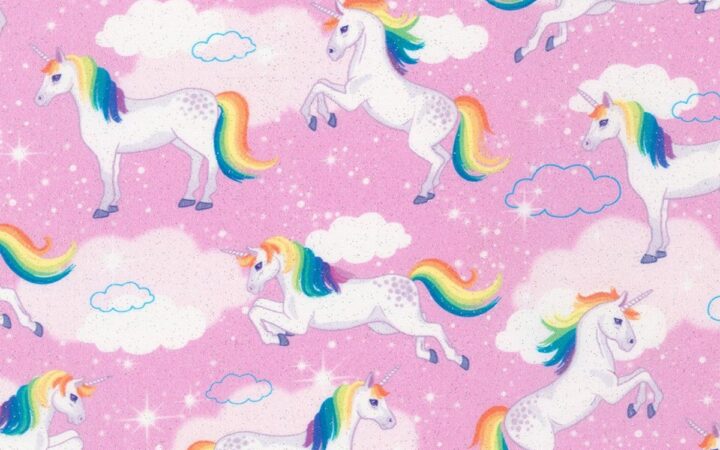 Robert Kaufman Enchanted Unicorns on Pink