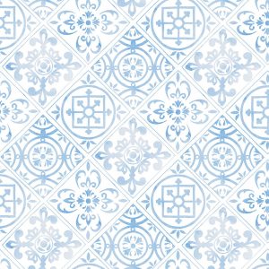 P & B Textiles Citrus Sayings Light Blue Tile Design