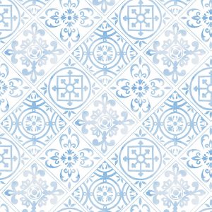 P & B Textiles Citrus Sayings Light Blue Tile Design