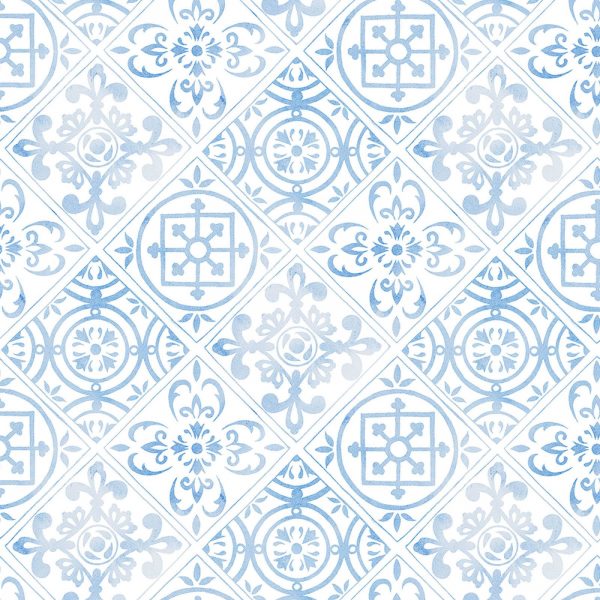 P & B Textiles Citrus Sayings Light Blue Tile Design