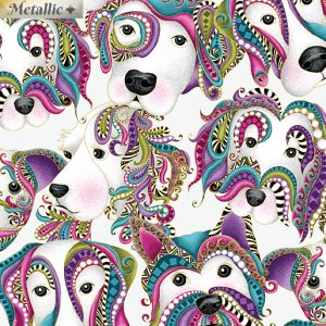 Benartex Fabrics Dog On It Dog Faces White