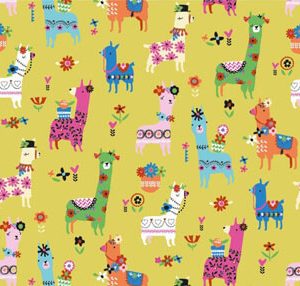 Dashwood Fiesta Colourful Llamas on Mustard