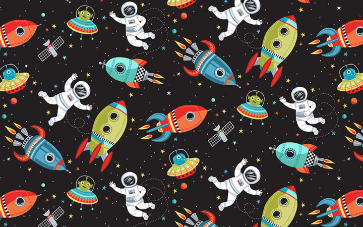 Makower Fabrics Outer Space Scene on Black