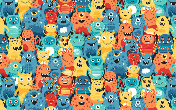 Makower Fabrics Outer Space Aliens on Blue