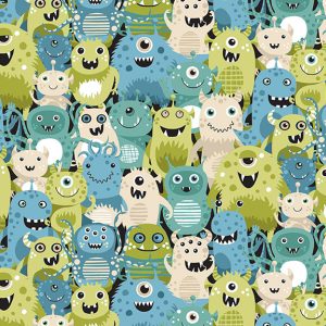 Makower Fabrics Outer Space Aliens on Green