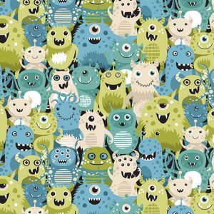 Makower Fabrics Outer Space Aliens on Green