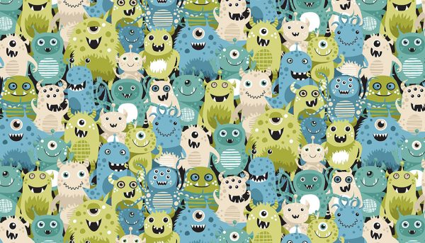 Makower Fabrics Outer Space Aliens on Green