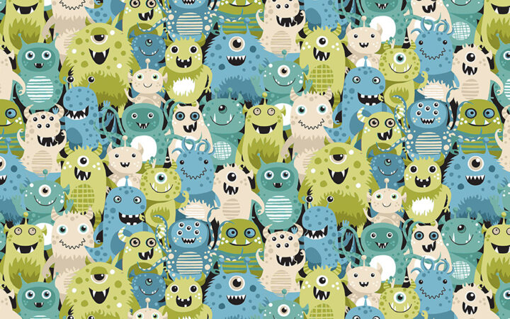 Makower Fabrics Outer Space Aliens on Green