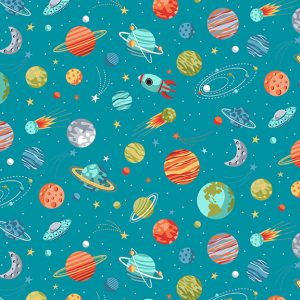 Makower Fabrics Outer Space Planets on Blue