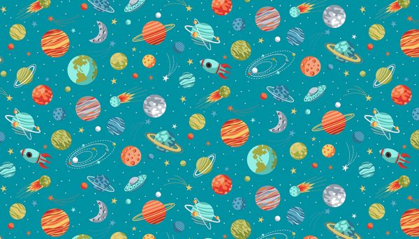 Makower Fabrics Outer Space Planets on Blue