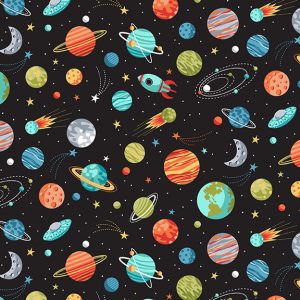 Makower Fabrics Outer Space Planets on Black