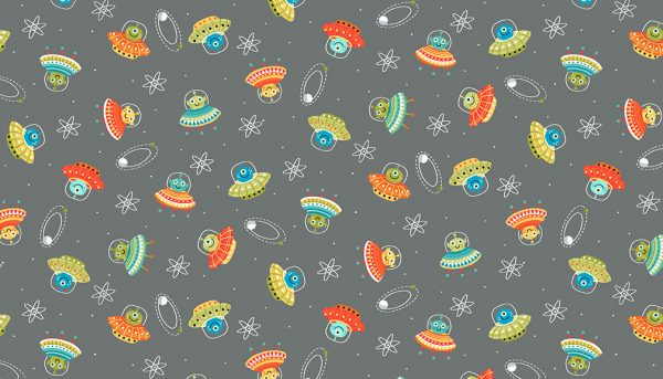 Makower Fabrics Outer Space Scatter on Grey