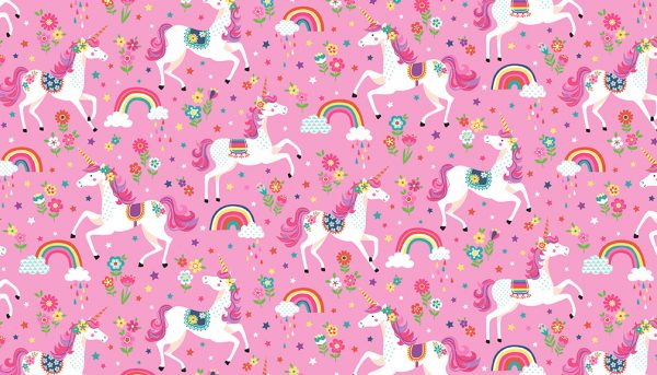 Daydream by Makower Fabrics Unicorns on Pink