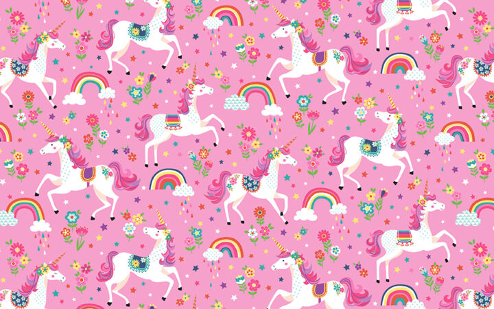 Makower Daydream Unicorns Pink