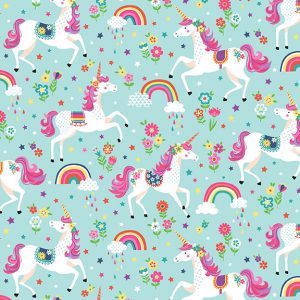 Daydream by Makower Fabrics Unicorns on Turquoise
