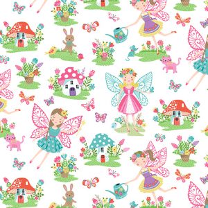 Daydream by Makower Fabrics Fairies on White