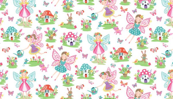 Daydream by Makower Fabrics Fairies on White