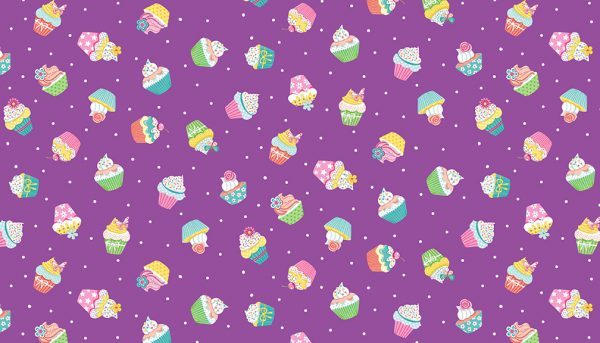 Daydream by Makower Fabrics Cupcakes on Lilac