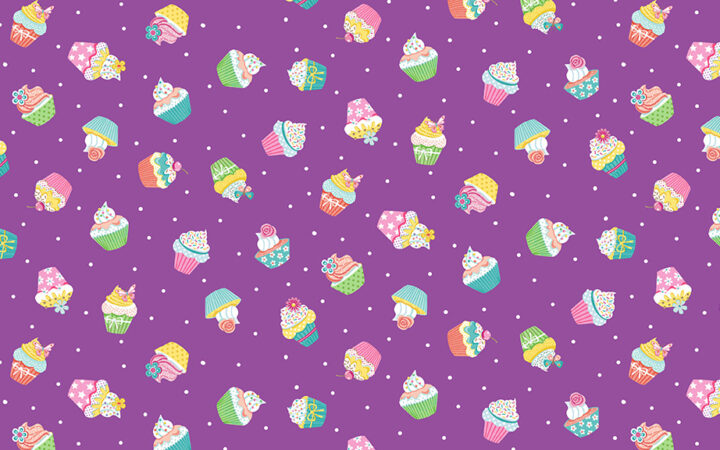 Makower Daydream Cupcakes Lilac