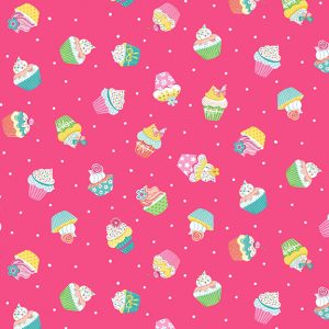 Daydream by Makower Fabrics Cupcakes on Bright Pink