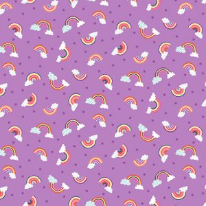 Daydream by Makower Fabrics Rainbows on Mid Purple