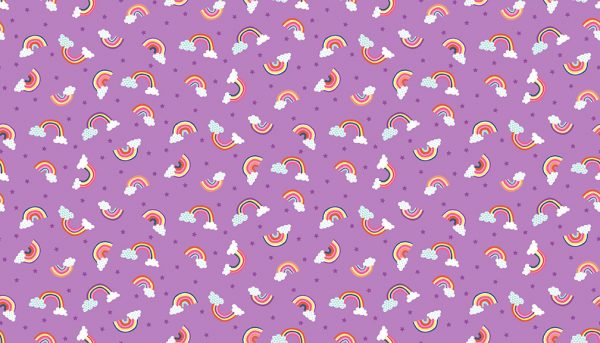 Daydream by Makower Fabrics Rainbows on Mid Purple