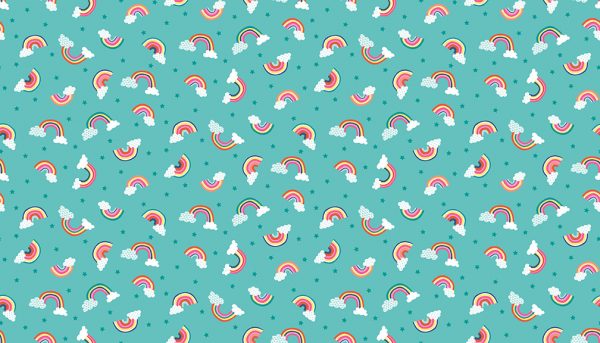 Daydream by Makower Fabrics Rainbows on Turquoise